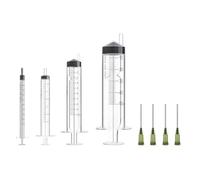 Syringes + 14 Gauge Blunt Needles Liquid Mixing Kit - Ideal for VG E Liquid, Crafts, and Precision Dispensing, Glues & Oils (1ml, 3ml, 10ml & 50ml - 4 pack) by Wizard Trading