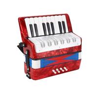 Syrisora 17 Key 8 Bass Button Accordion, Lightweight ABS Celluloid Concertina with Adjustable Strap and Manual, for Beginners Students to Learn Play Musical Instrument (Red)