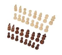 Syrisora 32 Pcs Chess Set Pieces Chessmen Only Replacement Chess Pieces with Imitation Wood Plastic Lightweight Smooth Surface for Lovers Beginners Professionals Family Gath
