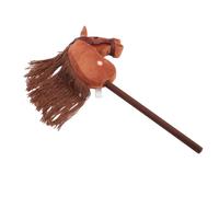 Syrisora 70cm Height Plush Horse Stick Toy Cute Expression 2 Sound Effect Outdoor Stuffed Stick Horse Stick Horse with Wood Wheels Hobby Horse Fur Real Horse Toys Stick Jumps (Deep Brown)