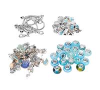 Syrisora Bracelet Making Kit, Complete DIY Jewelry Making Set with Alloy Plastic Beads and Pendants, for Kids Craft Gifts and Handmade Accessories (Blue)