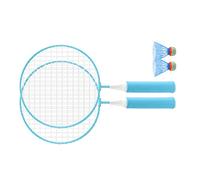 Syrisora Children Badminton Racket Set, 2 Rackets 2 Balls Alloy Frame Large Mesh Surface Soft Anti Slip Handle, with Tight String for Better Control Hand Eye Coordination Kids (Blue)