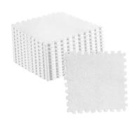 Syrisora Fluffy Cuttable Plush Foam Mat Tiles, Soft and Comfortable, Easy to Install, for Baby's Room, 10pcs (White)