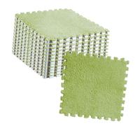 Syrisora Fluffy Cuttable Plush Foam Mat Tiles, Soft and Comfortable, Easy to Install, for Baby's Room, 10pcs (Fluorescent Green)
