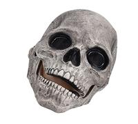 Syrisora Halloween Skull Mask Full Head Cosplay Party Mask for Christmas Easter New Year's Festival Creepy Full Head Latex Horror Face for Halloween Cosplay Props (Dark Grey)