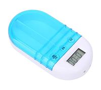 Syrisora Pills Organizer with Timer Alarm, 2 Compartments Digital Case, Portable Dispenser for Travel, Home, Office
