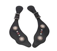 Syrisora Spur Straps Western Rhinestone Floral Boots Vintage Spur Straps for Horse Riders Adjustable Length Handcrafted Horse Safety Equipment Stainless Steel Buckle Horse (Black)