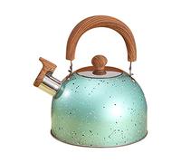 Syrisora Water Kettle, Whistle Water Kettle, Stainless Steel Whistle Water Kettle, Large Capacity Flat Bottomed for Gas Induction Cooker Boil Water (Green)