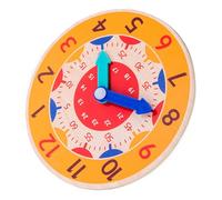 Syrisora Wooden Cognitive Clock, Educational Toy for Kids to Learn Time with Colorful Design, Teaching Aid for 4 to 6 Years Old (Orange Clock)