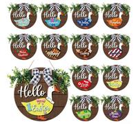 Syrkoven Seasonal Wooden Welcome Wreath 30cm 13-Piece Interchangeable Set | 13 interchangeable pieces, seasonal holiday designs, 30cm diameter, sturdy wood construction, easy wall hang