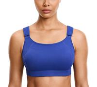 SYROKAN Front Adjustable Sports Bra Women High Impact Plus Size Wirefree Comfort No Bounce Support Workout Running Bra Waves Blue 42C