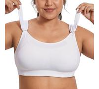 SYROKAN Front Adjustable Sports Bra Women High Impact Plus Size Wirefree Comfort No Bounce Support Workout Running Bra White-A240 32F