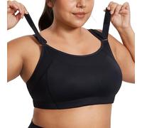 SYROKAN Front Adjustable Sports Bra Women High Impact Plus Size Wirefree Comfort No Bounce Support Workout Running Bra Black-A240 36DD