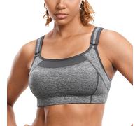 SYROKAN Front Adjustable Sports Bra Women High Impact Plus Size Wirefree Comfort No Bounce Support Workout Running Bra Grey-A240 36C