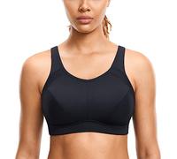 SYROKAN Sports Bras Women for Large Breasts High Impact Full Coverage High Neck No Padded Wireless Bra Black 42DD