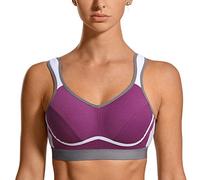 SYROKAN Women's Comfort Sports Bra High Impact for Large Breasts Wireless Stretch Support Bounce Control Purple 38DD
