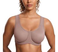 SYROKAN Women's Max Control Solid High Impact Plus Size Underwire Sports Bra for Large Breasts Brick 34D