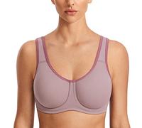SYROKAN Women's Max Control Solid High Impact Plus Size Underwire Sports Bra for Large Breasts Conch Shell 36F