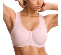 SYROKAN Women's Max Control Solid High Impact Plus Size Underwire Sports Bra for Large Breasts Rhodonite Pink 46DD