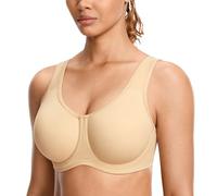 SYROKAN Women's Max Control Solid High Impact Plus Size Underwire Sports Bra for Large Breasts Tan Milkshake 38D