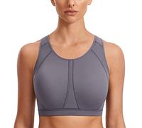 SYROKAN Women's Sports Bra for Large Breasts High Impact Full Coverage Padded Wireless Running Halter Neck Bra The Wild Wood 42E