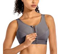 SYROKAN Women's Sports Bra High Impact Front Fastening Zipper Wireless Post Surgery Support Workout Bra The Wild Wood 36E