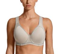 SYROKAN Women's Sports Bra High Impact Underwire Support Full Coverage Plus Size Molded Fitness Workout Bras Building Grey 40E