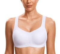 SYROKAN Women's Sports Bras High Support Underwire Padded High Impact No Bounce Plus Size Running Bra White 32D