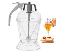 Syrup Dispenser - Easy Pour Sauce Container, Airtight Lid System, Non Slip Clear Body Tool | Convenient Condiment Holder for Honey Maple Syrup Chocolate Sauce Cafe Restaurant Home Serving