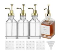 Syrup Dispenser Glass,Syrup Container with Pump - Sauce Bottle with Labels for Bar Office Kitchen Home Baristas Dessert Chefs Catering Services Drink Table Ketchup