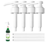 Syrup Pump for Monin Glass Bottle,Skinny Syrup,Simply Syrups Pump Resilience Detachable Design Covers,Coffee Pack Contains Pump and Connecting Pipe Dispenser Set (1000ml * 4)