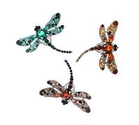 Syrvnto Dragonfly Brooch Set Women's 3 Pieces Vintage Rhinestone Pin for Clothes, Scarves, Crystal Insect Pin Brooch Corset with Glittering Crystal Stones, Elegant Gift for Women Girls, mini, Metal