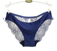 SYSCGEB Women's Sexy Lace Panties Seamless Cotton Breathable Briefs Girls Transparent Panties Large Size Underwear 1 Piece-Navy blue-L-1pc