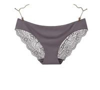 SYSCGEB Women's Sexy Lace Panties Seamless Cotton Breathable Briefs Girls Transparent Panties Large Size Underwear 1 Piece-Light coffee-L-1pc