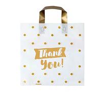 SYSI 50 Pack Polka Dot Thank You Bags, Extra Thick Boutique Gift Bags with Loop Handle for Merchandise, Boutiques, Party Favor