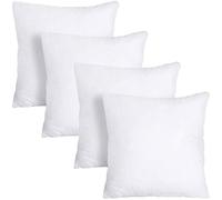 SYSN Cushion Insert Pads 20x20 Inches (Pack of 4) - Virgin Hollow Fibre Filled, Bounce Back Pillow Inserts for Bed, Sofa, and Outdoor Decor - Decorative Throw Pillow Stuffing (White, 50x50 cm)