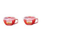 Sistema Microwave Noodle Bowl | 940 ml Microwave Food Container with Steam Release Vent | BPA-Free | Red