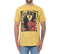 System Of A Down Men's Reflections Mineral Wash T-Shirt in Mustard | Size: 2XL System Of A Down Mustard 2XL
