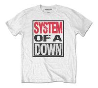 System Of A Down T Shirt Triple Stack Box Band Logo new Official Mens White