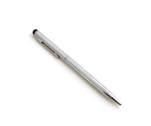 SYSTEM-S 2-in - 1 Stylus Touch Pen Capacitive Touchscreen Stylus + Ballpoint Pen Silver for Smartphone/Mobile Phone Touchscreen Tablet PC PDA