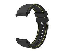 System-S Flexible Silicone Strap 20 mm for Samsung Galaxy Watch 4 Smartwatch Black, black/yellow, Eine Grösse, Classic