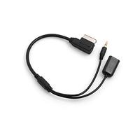 System-S Media In AMI MDI Adaptor Cable to Stereo 3.5 mm Audio Aux Cable and USB A Input for VW for Audi A4 A6 Q5 from Year of Manufacture 2014