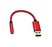 SYSTEM-S USB Cable 20cm 3.5mm Jack Female to 2.0 Type A Male Braided Red