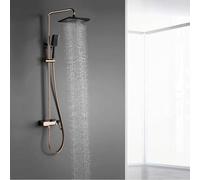 System with Tub Spout, Luxury Brass Rain Mixer Singles Handle Bathroom Shower Set, Wall Mount Bathtub Faucet Rose Black