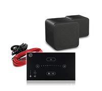 Systemline Bluetooth Wall Speaker System - e-audio 4" Black Cube Speakers Pair E50 Touch Screen Bluetooth Amplifier - Home Cinema HiFi Stereo Sound, 80W