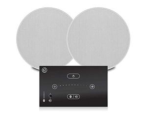 Systemline E50 Bluetooth Ceiling Speaker Kit - 2 Upgraded Qi65C Speakers, Wireless Streaming, Minimalist Design, White, 6.5 Inch Speakers, 20m Range, 2.0 Channel, 6kg, 3 Year Warranty