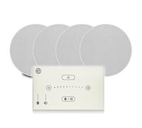 Systemline E50 Bluetooth Ceiling Speaker System White with 4x Q Acoustic Qi65C Moisture-Resistant Ceiling Mount Recessed Bluetooth Speakers & Touch Panel Amplifier