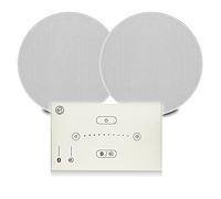 Systemline E50 White Bluetooth Ceiling Speaker System with 2x Q Acoustics QI65C Recessed Moisture-Proof Speakers, Gesture Control Wall Amplifier Panel & AUX Input Home Audio Installation Kit
