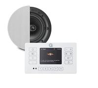 Systemline Q Acoustic E120 White DAB+ Digital Radio and Bluetooth Ceiling Speaker System - Touch Screen Wall Panel 1 x QI65CST