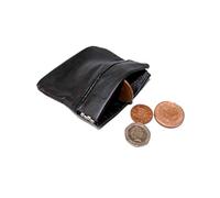 SystemsEleven MENS LADIES BLACK REAL LEATHER COIN POUCH WALLET PURSE